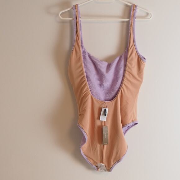NWT J.Crew One Piece Swimsuit Size 12 Purple Textured Square Neck Low Back BC153 - Picture 11 of 13